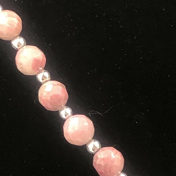 Sterling Silver pink Rhodondite pendant Faceted Bead Necklace Artisan - Picture 7 of 12